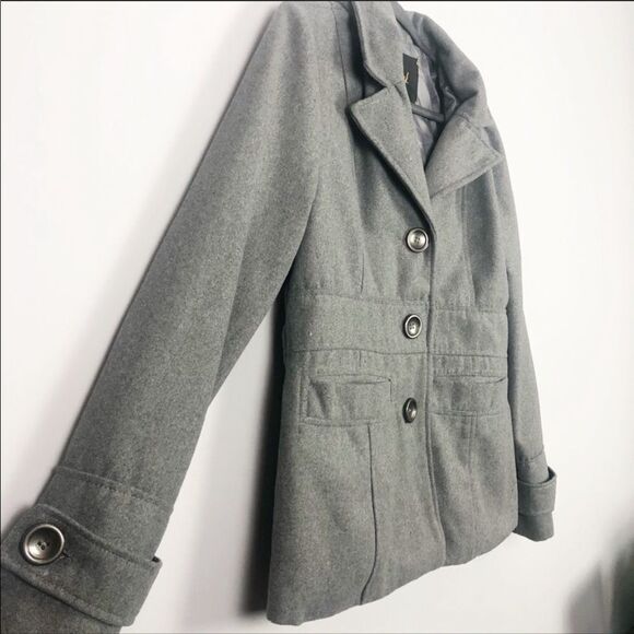 JACK | Gray Button Front Peacoat Jacket Size Large - Picture 2 of 6